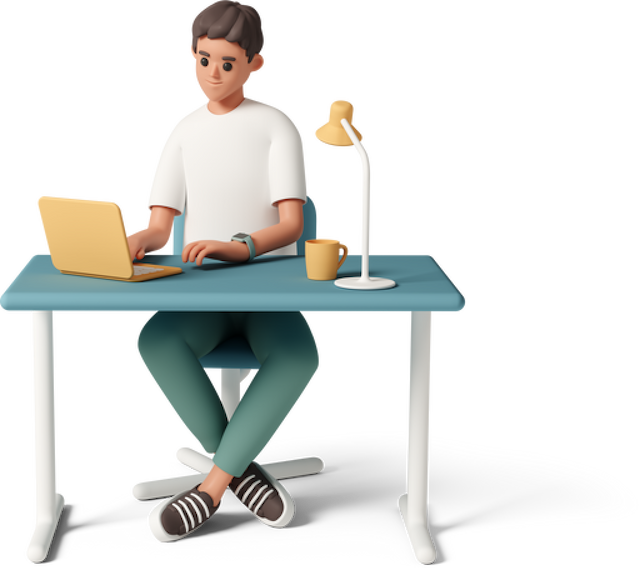 Person working at desk illustration